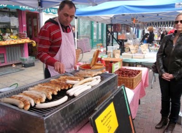 London Broadway Market bratwurst- by Chic n Cheap Living