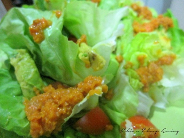 avocado salad with carrot ginger dress - by Chic n Cheap Living