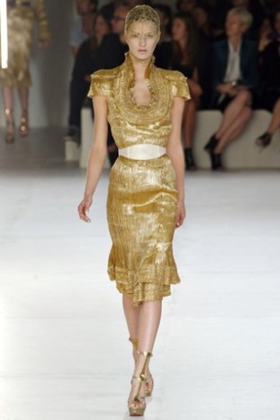 alexander mcqueen gold dress