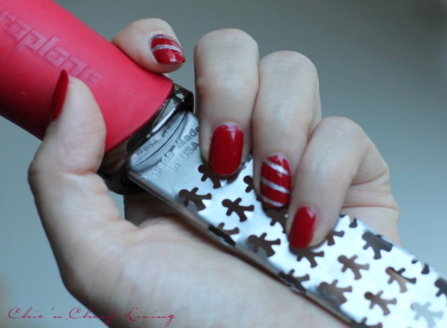 Striped manicure with gingermen grater by Chic n Cheap Living