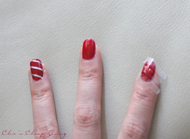 Striped manicure with tape by Chic n Cheap Living
