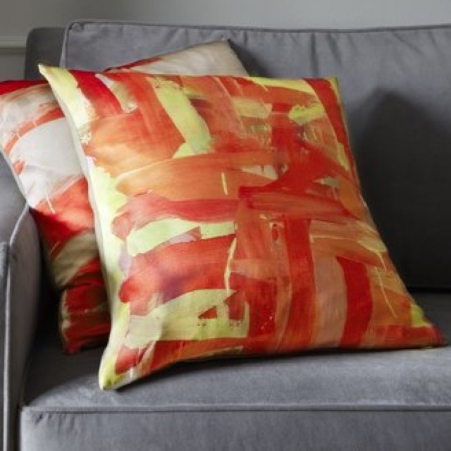 Leah Durner abstract print pillow in orange - saved by Chic n Cheap Living