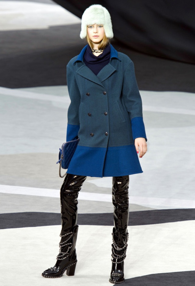 Chanel fall 2013 RTW blue colorblock coat - saved by Chic n Cheap Living