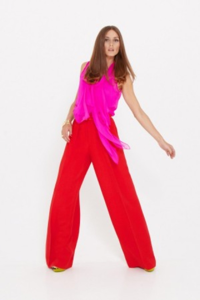 Olivia_Palermo_Oscar_De_La_Renta_Lookbook_04-pink  top red pants - saved by Chic n Cheap Living