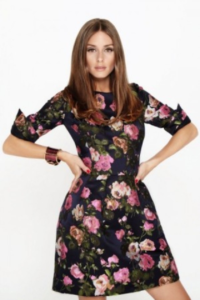 Olivia_Palermo_Oscar_De_La_Renta_dark floral dress - saved by Chic n Cheap Living