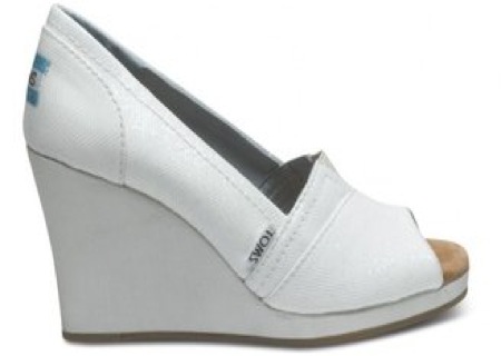 Toms Ivory glitter womens wedges - saved by Chic n Cheap Living