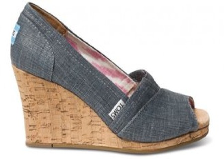 Toms Metallic linen womens wedges - saved by Chic n Cheap Living