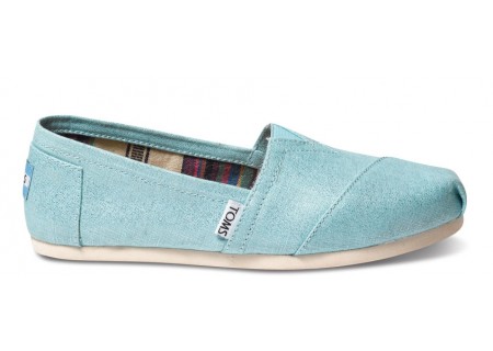 Toms Turquoise metallic linen womens classics - saved by Chic n Cheap Living