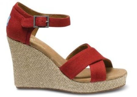 Toms red canvas strappy wedges - saved by Chic n Cheap Living