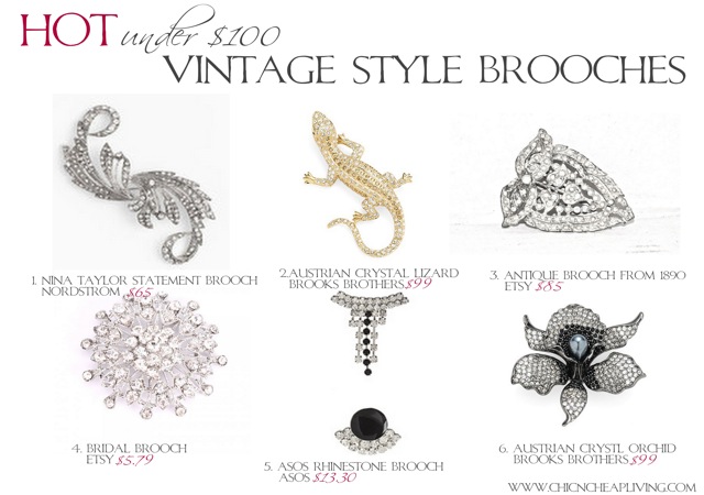 Hot under 100 Vintage style brooches by Chic n Cheap Living