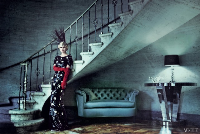 carey-mulligan-Vogue May 2013 by stairs in Chanel Haute Couture - saved by Chic n Cheap Living