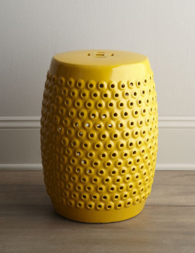 Horchow Now Yellow Pierced ceramic stool - saved by Chic n Cheap Living