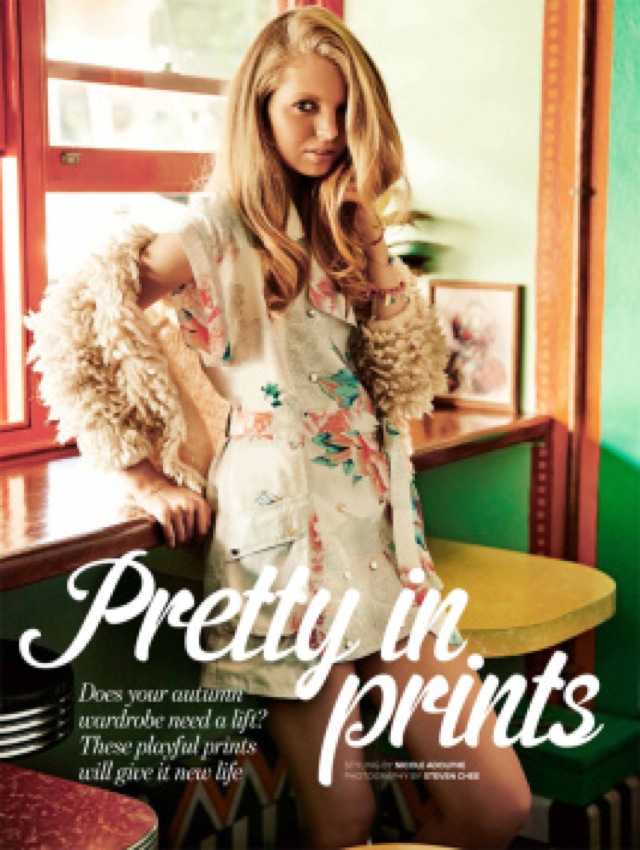 Pretty in Prints Cosmopolitan Australia May 2013 with shrug - saved by Chic n Cheap Living