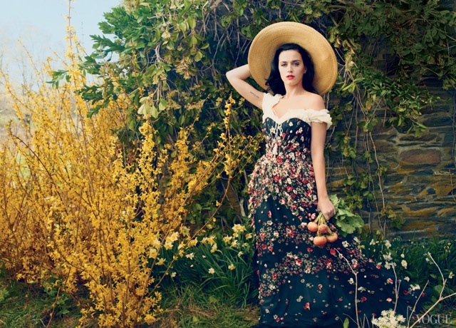 katy-perry in Dolce and Gabban dress Vogue July 2013 - saved by Chic n Cheap Living