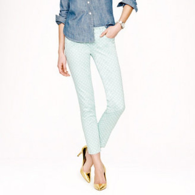 J. Crew cropped matchstick jeans in dotted spearmint - saved by Chic n Cheap Living