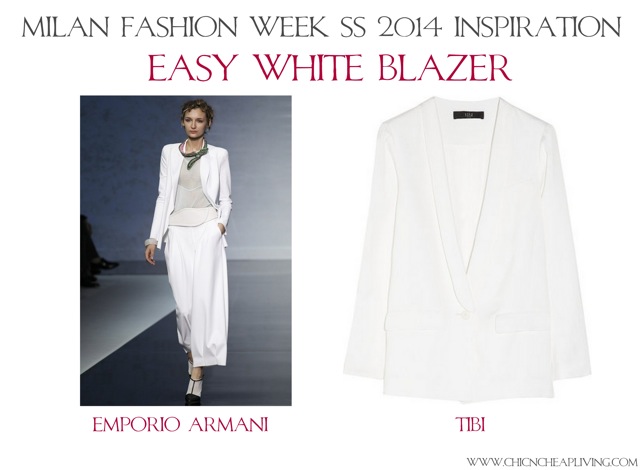 Easy white blazer Milan Fashion Week Emporio Armani SS 2014 - saved by Chic n Cheap Living