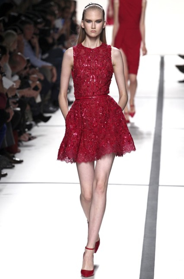 Elie Saab red mini dress Paris Fashion Week SS 2014 on Vogue.com - saved by Chic n Cheap Living