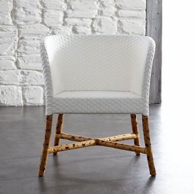 Paola Navone Crate and Barrel Como white woven chair - saved by Chic n Cheap Living