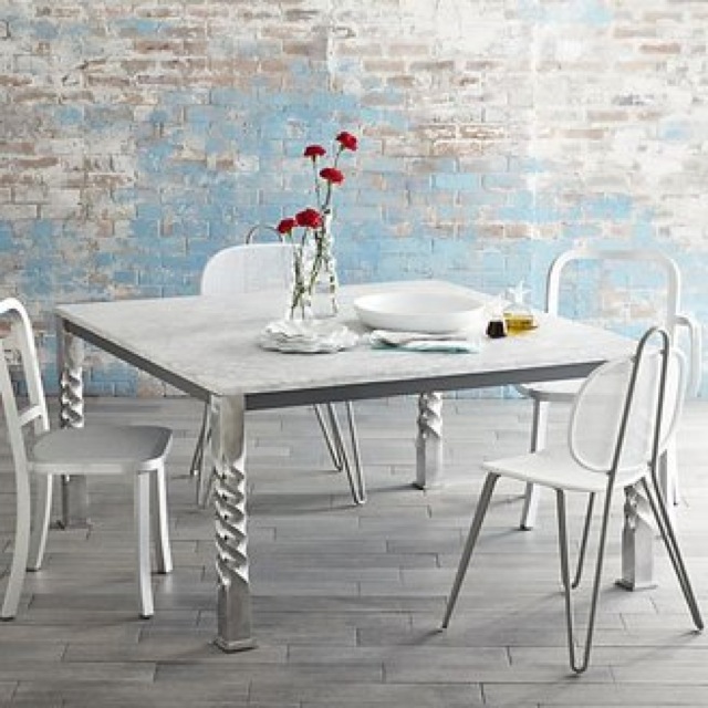 Paola Navone Crate and Barrel Mallorca square marble top dining table - saved by Chic n Cheap Living