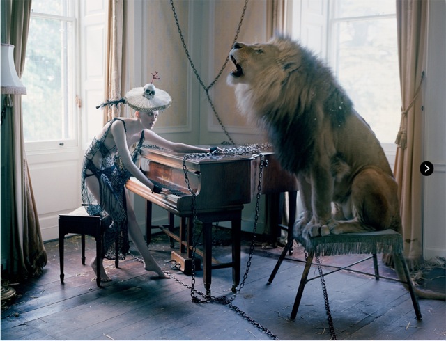 Lion King Karen Elson Sandy Powell dress by piano shot by Tim walker Love no. 10 FW 13 14 - saved by Chic n Cheap Living