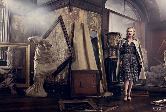 Cate-blanchett shot by Craig McDean US Vogue January 2014 beige trench coat - saved by Chic n Cheap Living