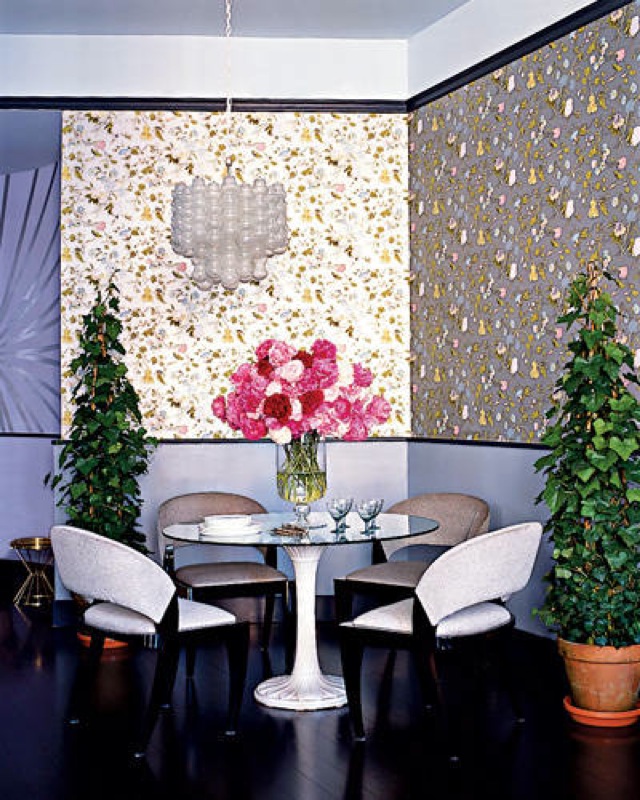 Gold Jessica Stam Dining Area for Elle Decor - saved by Chic n Cheap Living