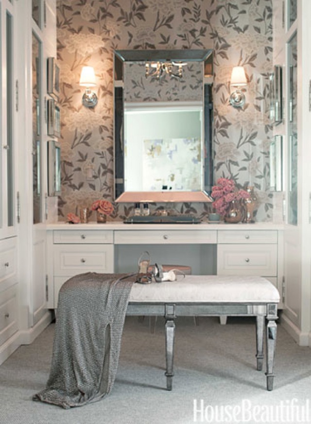 Mirror William Schumaker wallpaper Mary McDonald living room on House Beautiful- saved by Chic n Cheap Living