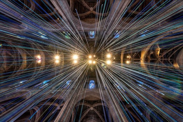 Graced-With-Light-Installation-in-San-Fransisco-Cathedral-from below on Fubiz - saved by Chic n Cheap Living