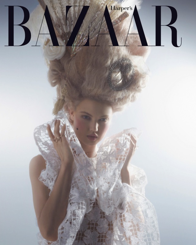 Marie Harpers Bazaar US April 2014 with Lindsay Wixon white floral - saved by Chic n Cheap Living