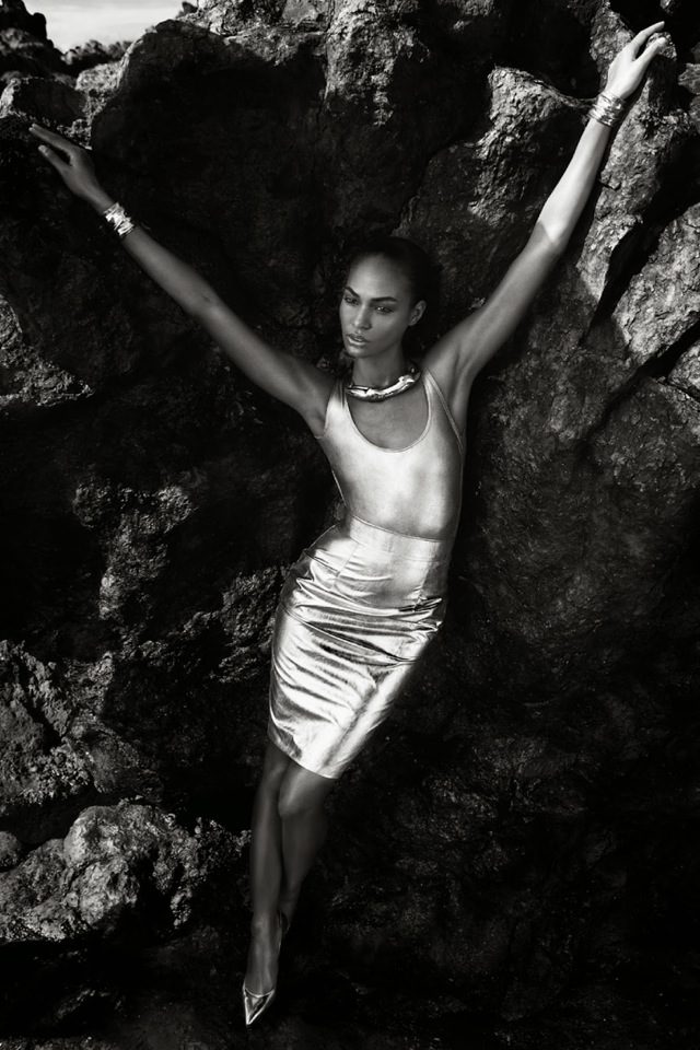 Shining rocks  Joan Smalls in bodycon metallic for Vogue Italia May 2014