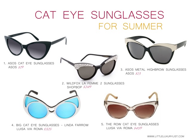 Cat Eye Sunglasses - five pairs for summer by little luxury list