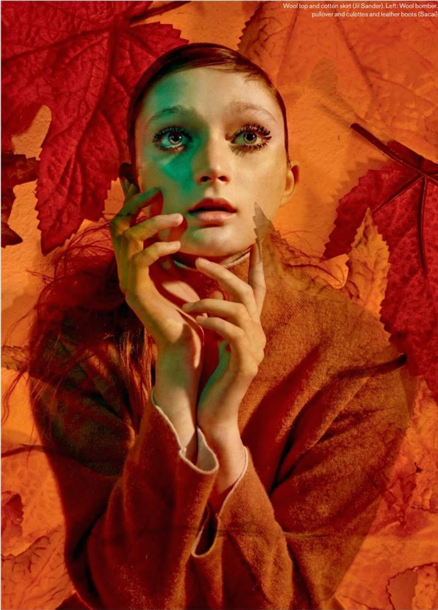 Autumn Elle_Canada_-_October_2014 red leaf Jil Sander outfit