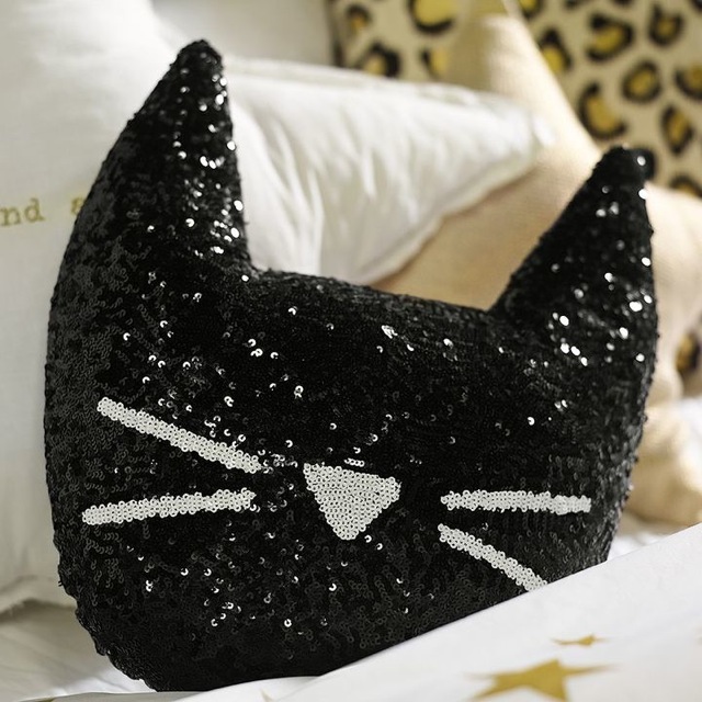 Emily + Meritt Sequin Sequin Cat Pillow