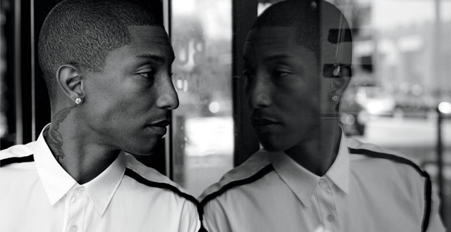 Pharrell Williams in window reflection for WSJ Magazine September 2014