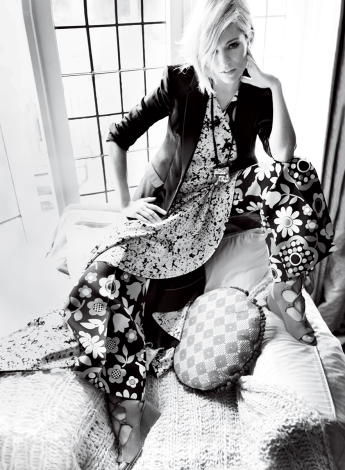 sienna-miller-Vogue january-2015 Rag & Bone blazer Celine jumpsuit