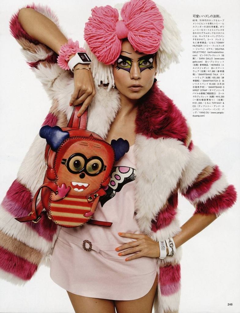 Manga red and white Natasha Poly for Vogue Japan March 2015