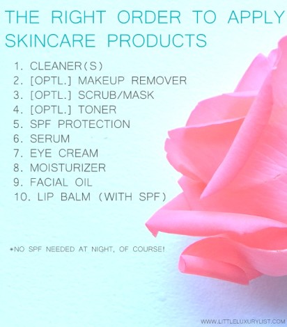 The right order to apply skincare products by little luxury list