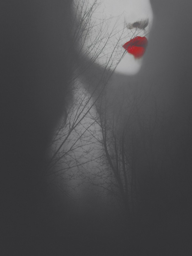 Oneiric leaves red lips by Leslie Ann O'Dell