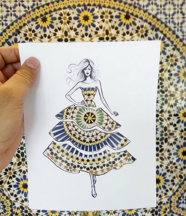 Shamekh Bluwi yellow blue dress