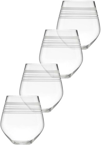 Kate Spade library stripe stemless wine glasses
