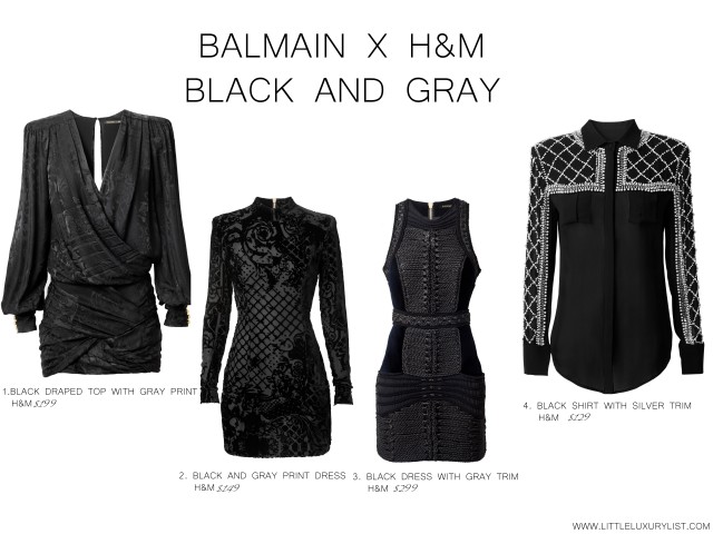 Balmain x H&M black and gray pieces