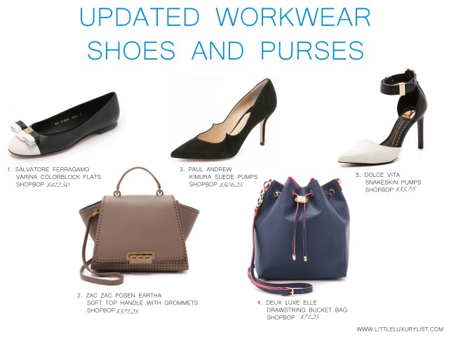 Updated workwear shoes and purses by little luxury list