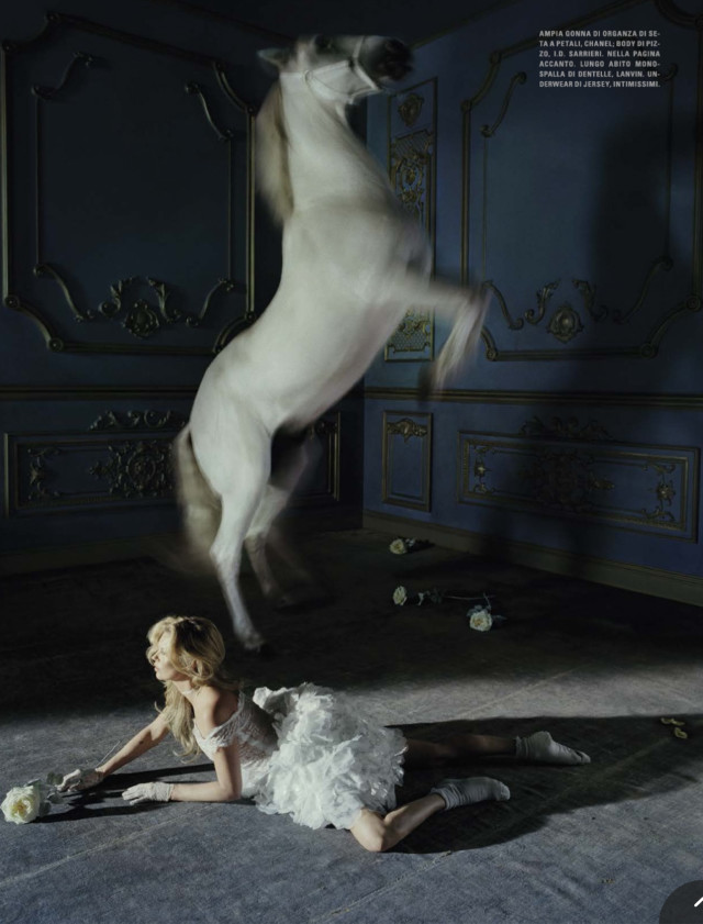 Beauty and the Beast Chanel dress Kate Moss Tim Walker for Vogue Italia December 2015