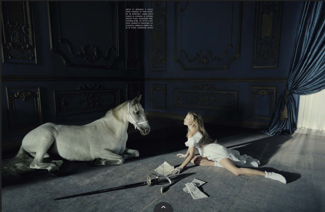 Beauty and the Beast Saint Laurent Kate Moss Tim Walker for Vogue Italia December 2015