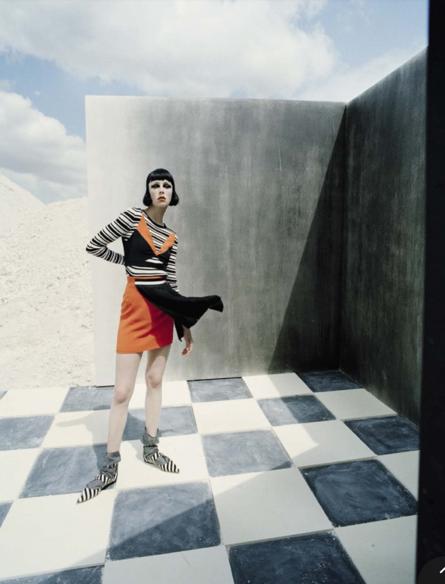 Checkmate Versace color block pieces Tim Walker for Vogue Italia December 2015