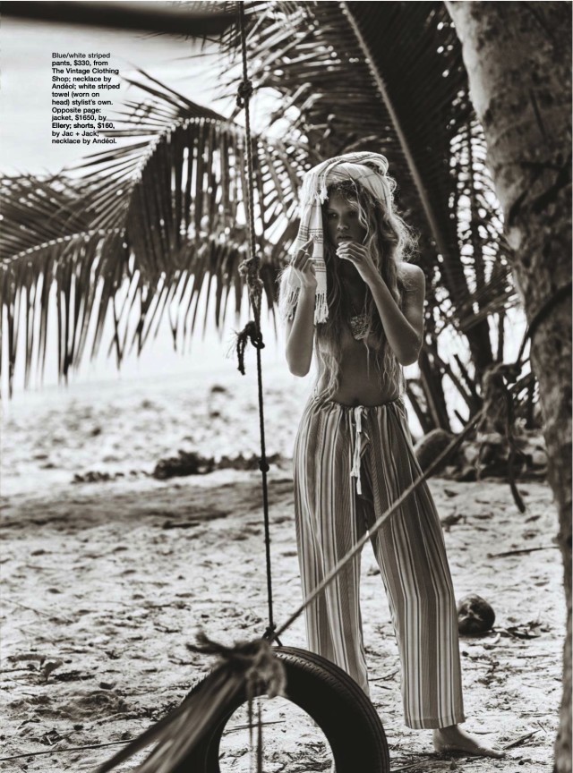 castaway Maggie Lane in Vintage Clothing Shop pieces photography by Hugh Gubert for Marie Claire Australia December 2015