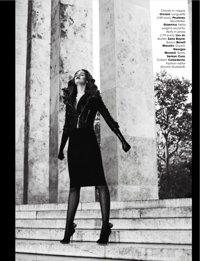 Alexina Graham Glamour Italia Oriciani leather jacket