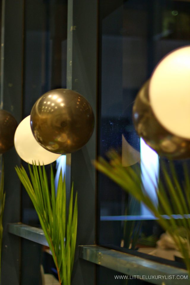 Black and white balloons with bamboo