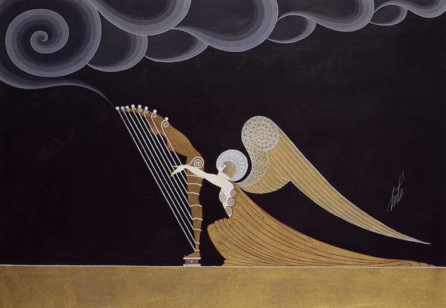 Erté Art Deco Drawings Ange harpiste, 1926