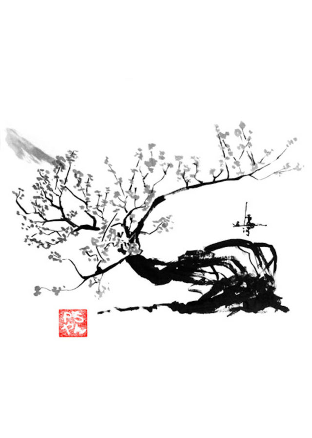 Pechane Sumi-e Paintings bonsai